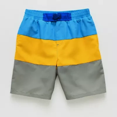 Thereabouts Color Block At The Knee Little & Big Kid Boys Drawstring Waist Board Shorts