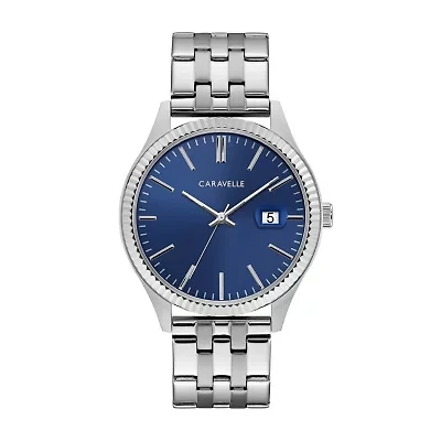 Caravelle Designed By Bulova Mens Silver Tone Stainless Steel Bracelet Watch 43b151
