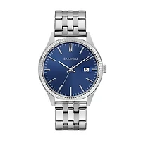 Caravelle Designed By Bulova Mens Silver Tone Stainless Steel Bracelet Watch 43b151