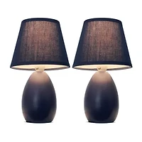 Simple Designs Mini Egg Oval Ceramic Table Lamp 2Pk Set