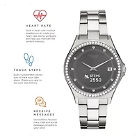 iTouch Connected for Women: Crystal Case with Silver Metal Strap Hybrid Smartwatch (32mm) 13887S-51-D28