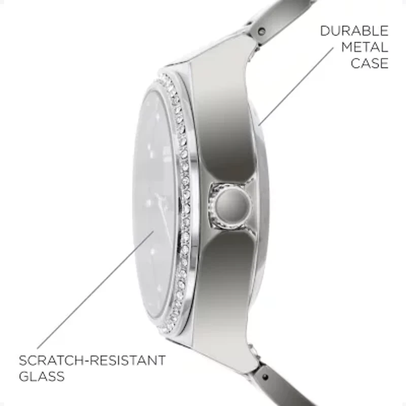 iTouch Connected for Women: Crystal Case with Silver Metal Strap Hybrid Smartwatch (32mm) 13887S-51-D28