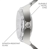 iTouch Connected for Women: Crystal Case with Silver Metal Strap Hybrid Smartwatch (32mm) 13887S-51-D28