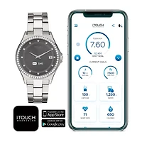 iTouch Connected for Women: Crystal Case with Silver Metal Strap Hybrid Smartwatch (32mm) 13887S-51-D28