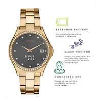 iTouch Connected for Women: Crystal Case with Gold Metal Strap Hybrid Smartwatch (32mm) 13887G-51-B27