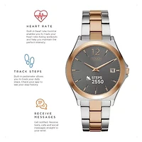 iTouch Connected for Women: Silver Case with Two Toned Metal Strap Hybrid Smartwatch (38mm) 13888S-51-B35