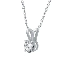 Womens 1 CT. Natural White Diamond 10K White Gold Round 18 Inch Pendant Necklace