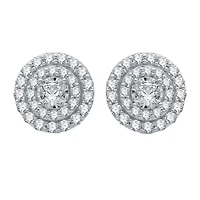 1 CT. T.W. Natural White Diamond 10K White Gold 11mm Round Stud Earrings