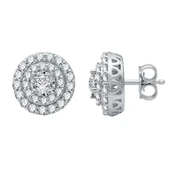 1 CT. T.W. Natural White Diamond 10K White Gold 11mm Round Stud Earrings