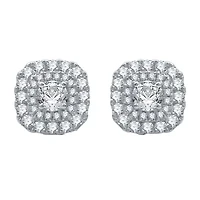 1 CT. T.W. Natural White Diamond 10K White Gold 9.6mm Cushion Stud Earrings
