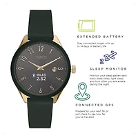 iTouch Connected for Women: Gold Case with Olive Leather Strap Hybrid Smartwatch (38mm) 13914G-51-D22