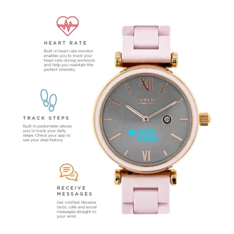 iTouch Connected for Women: Rose Gold Case with Blush Metal Strap Hybrid Smartwatch (38mm) 13941R-51-C12