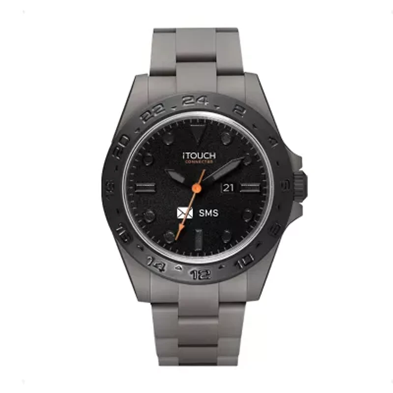 iTouch Connected for Men: Gray Case with Gray Acrylic Strap Hybrid Smartwatch (42mm) 50182GY-51-G04