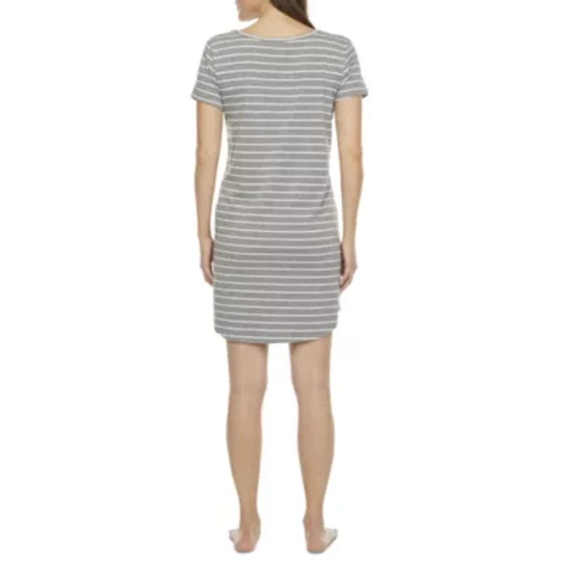 Liz Claiborne Womens Short Sleeve Round Neck Nightshirt