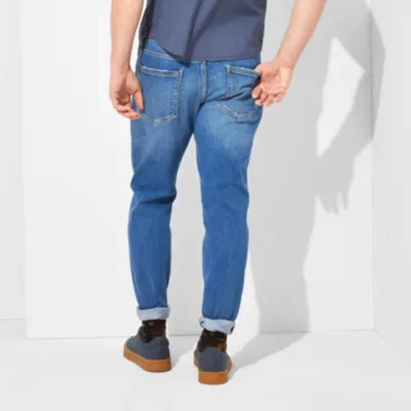 mutual weave Mens Stretch Fabric Tapered Leg Regular Fit Jean