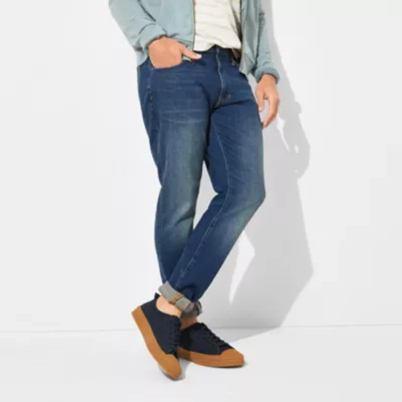 mutual weave Mens Stretch Fabric Tapered Leg Regular Fit Jean
