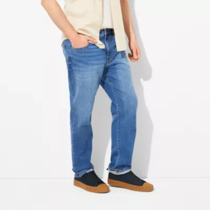 mutual weave Mens Stretch Fabric Tapered Leg Athletic Fit Jean