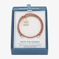 Sparkle Allure Leather Coil Womens Cubic Zirconia 18K Rose Gold Over Brass Wrap Bracelet