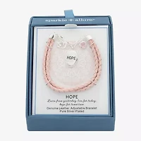 Sparkle Allure Pink Leather Hope Dove Womens Cubic Zirconia Pure Silver Over Brass Round Charm Bracelet
