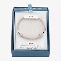 Sparkle Allure Pink Leather Mom Womens Bar Bolo Bracelet