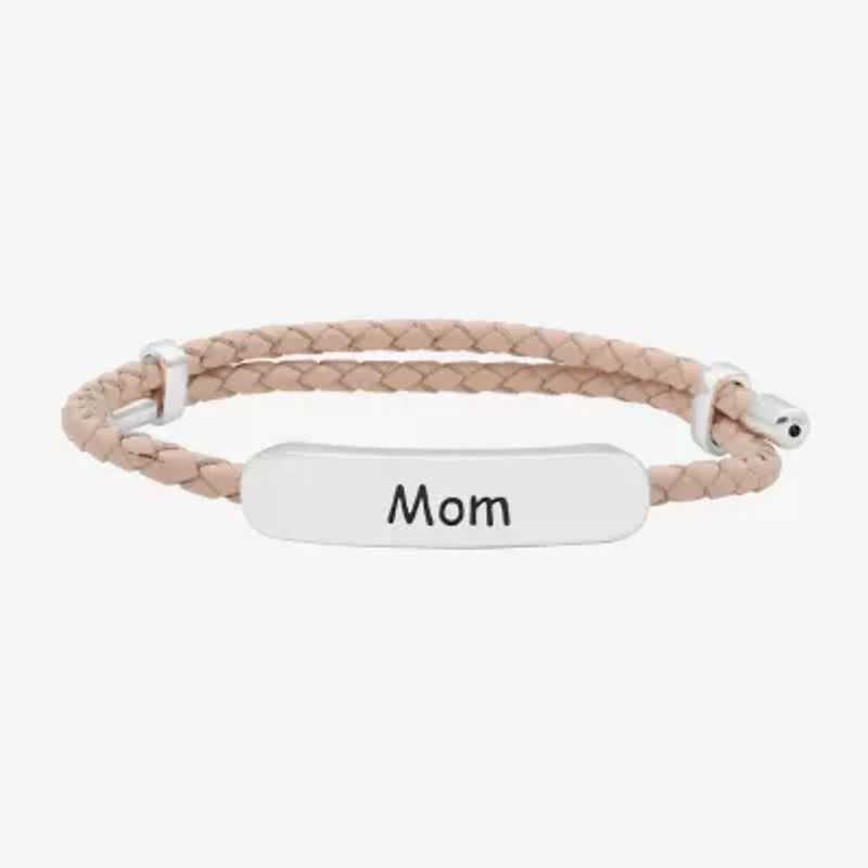 Sparkle Allure Pink Leather Mom Womens Bar Bolo Bracelet
