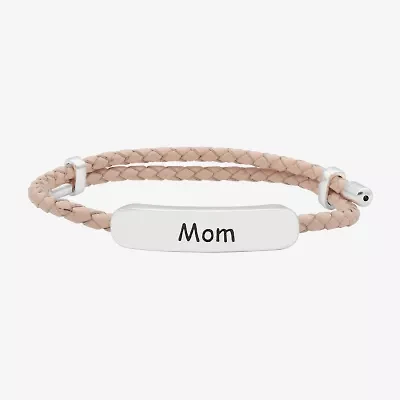 Sparkle Allure Pink Leather Mom Womens Bar Bolo Bracelet