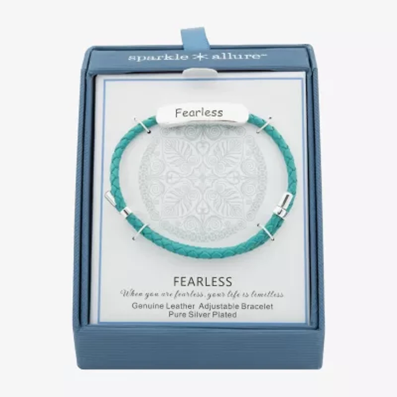 Sparkle Allure Green Leather Fearless Womens Bar Bolo Bracelet