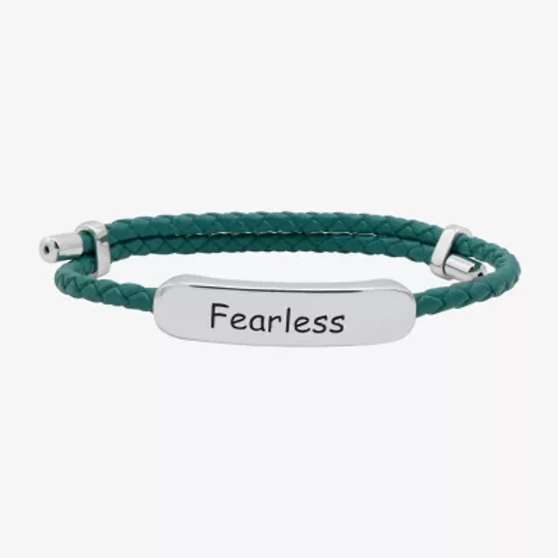 Sparkle Allure Green Leather Fearless Womens Bar Bolo Bracelet