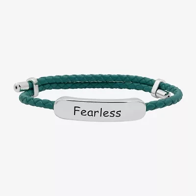 Sparkle Allure Green Leather Fearless Womens Bar Bolo Bracelet