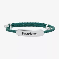 Sparkle Allure Green Leather Fearless Womens Bar Bolo Bracelet
