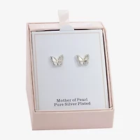 Sparkle Allure Cubic Zirconia 14K Gold Over Brass Butterfly Stud Earrings