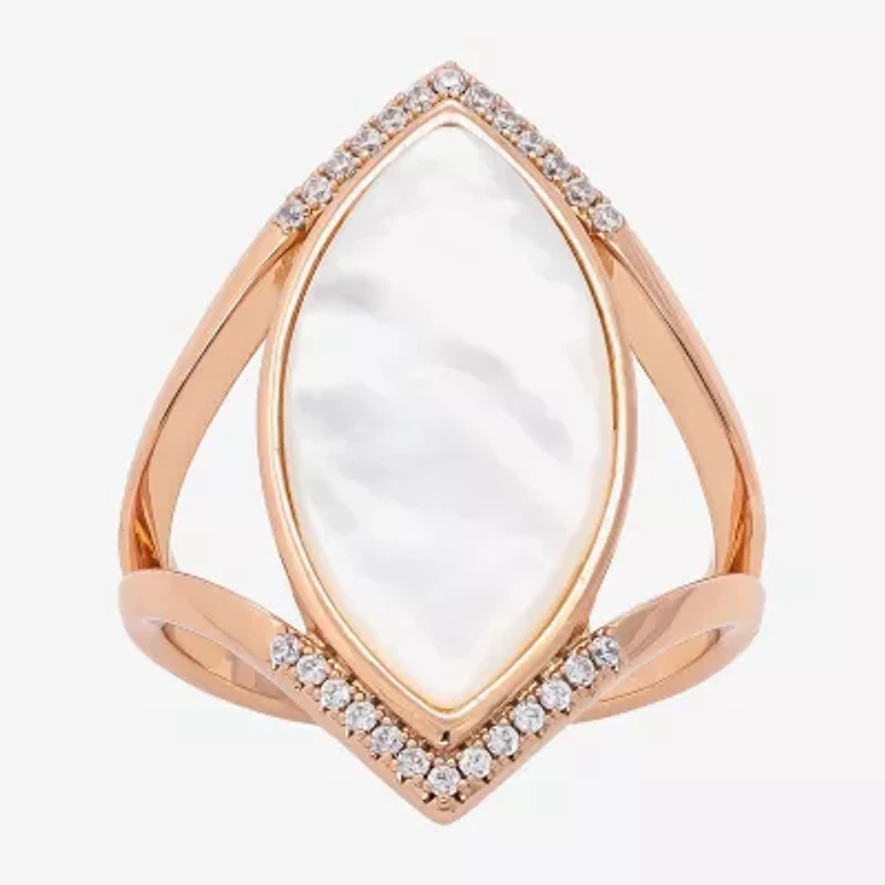 Sparkle Allure Womens Cubic Zirconia 18K Rose Gold Over Brass Marquise Cocktail Ring
