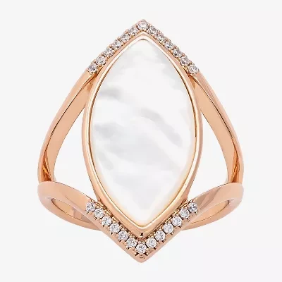 Sparkle Allure Womens Cubic Zirconia 18K Rose Gold Over Brass Marquise Cocktail Ring