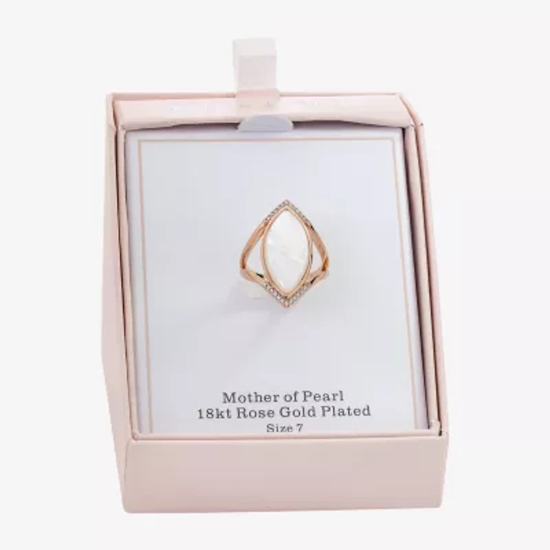 Sparkle Allure Womens Cubic Zirconia 18K Rose Gold Over Brass Marquise Cocktail Ring