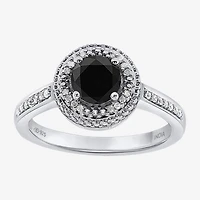 Limited Quantities! Womens 1 CT. T.W. Natural Black Diamond Sterling Silver Round Halo Cocktail Ring