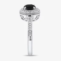 Limited Quantities! Womens 1 CT. T.W. Natural Black Diamond Sterling Silver Round Halo Cocktail Ring