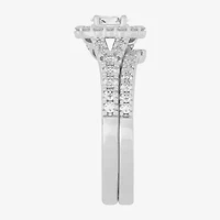 H-I / Si1-Si2) Womens / CT. T.W. Lab Grown White Diamond 10K Gold Oval Side Stone Halo Bridal Set