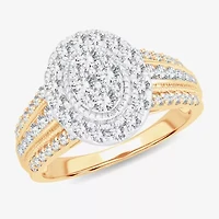 Womens 1 CT.T.W. Natural Diamond 10K or 14K Gold Oval Halo Engagement Ring
