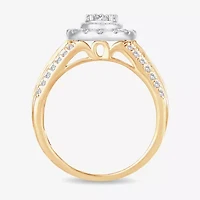 Womens 1 CT.T.W. Natural Diamond 10K or 14K Gold Oval Halo Engagement Ring