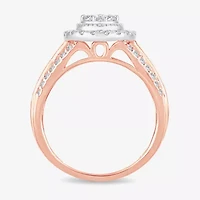 Womens 1 CT.T.W. Natural Diamond 10K or 14K Rose Gold Pear Side Stone Halo Engagement Ring