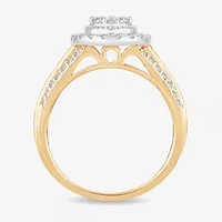 Womens 1 CT.T.W. Natural Diamond 10K or 14K Gold Pear Side Stone Halo Engagement Ring