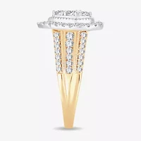 Womens 1 CT.T.W. Natural Diamond 10K or 14K Gold Pear Side Stone Halo Engagement Ring