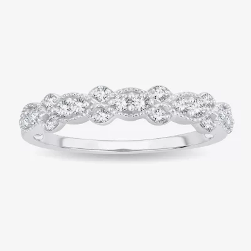 1/ CT.T.W. Natural Diamond 10K or 14K White Gold Wedding Band