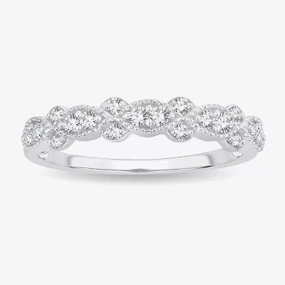 1/ CT.T.W. Natural Diamond 10K or 14K White Gold Wedding Band