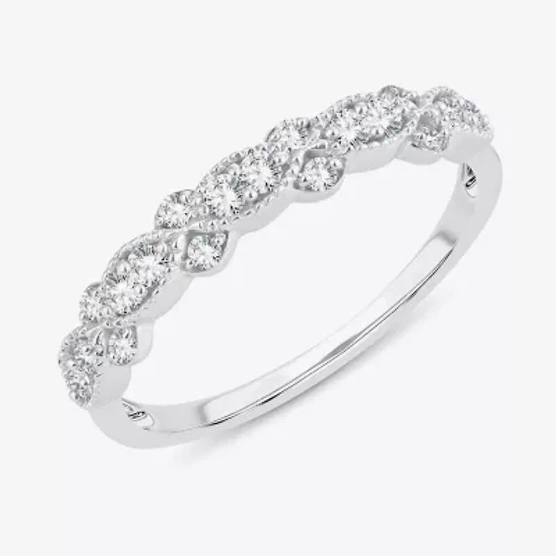 1/ CT.T.W. Natural Diamond 10K or 14K White Gold Wedding Band