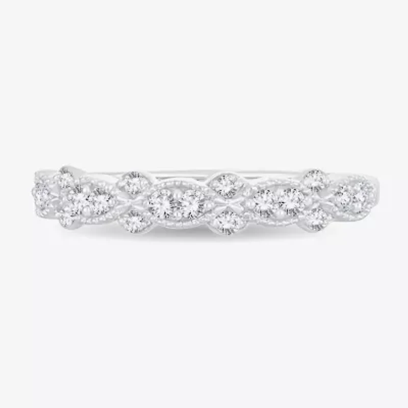 1/ CT.T.W. Natural Diamond 10K or 14K White Gold Wedding Band