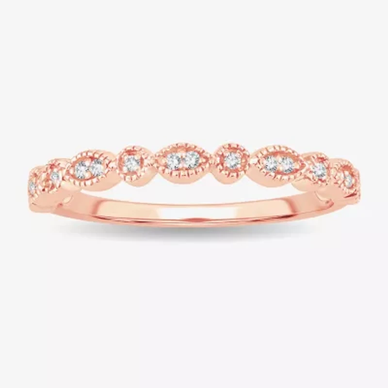 Diamond-Accent Wedding Band 10K or 14K Rose Gold