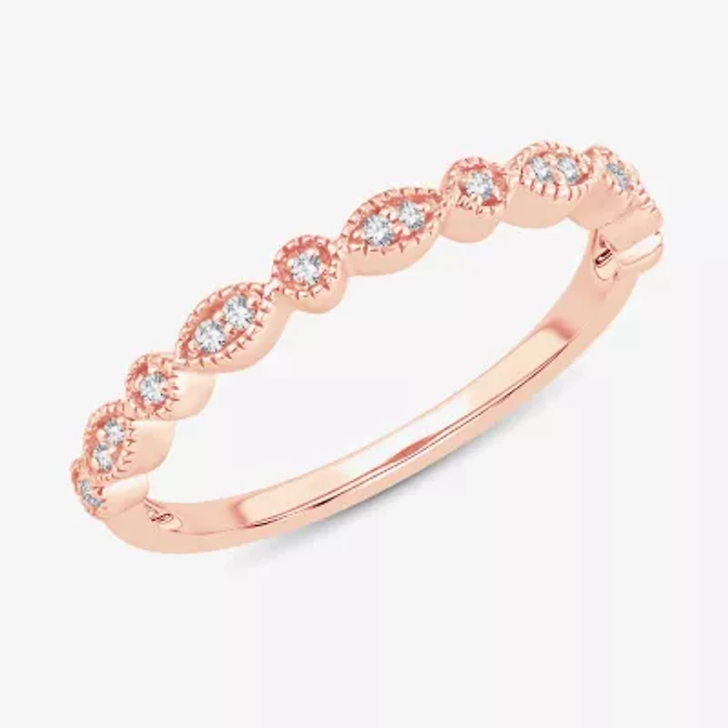 Diamond-Accent Wedding Band 10K or 14K Rose Gold