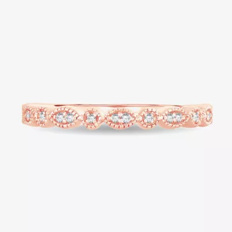 Diamond-Accent Wedding Band 10K or 14K Rose Gold