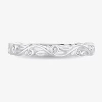 Diamond-Accent Wedding Band 10K or 14K White Gold